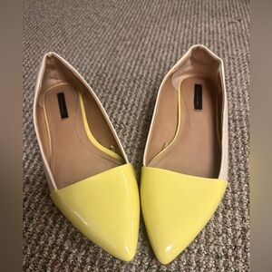 Zara pointed toe colorblock flats cream & yellow